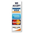 thumbnail image 1 of We Accept Credit Cards AmEx Visa MasterCard Discover Decals Sticker Logo Sign for Stores & Businesses (8" x 2.75"), 1 of 3