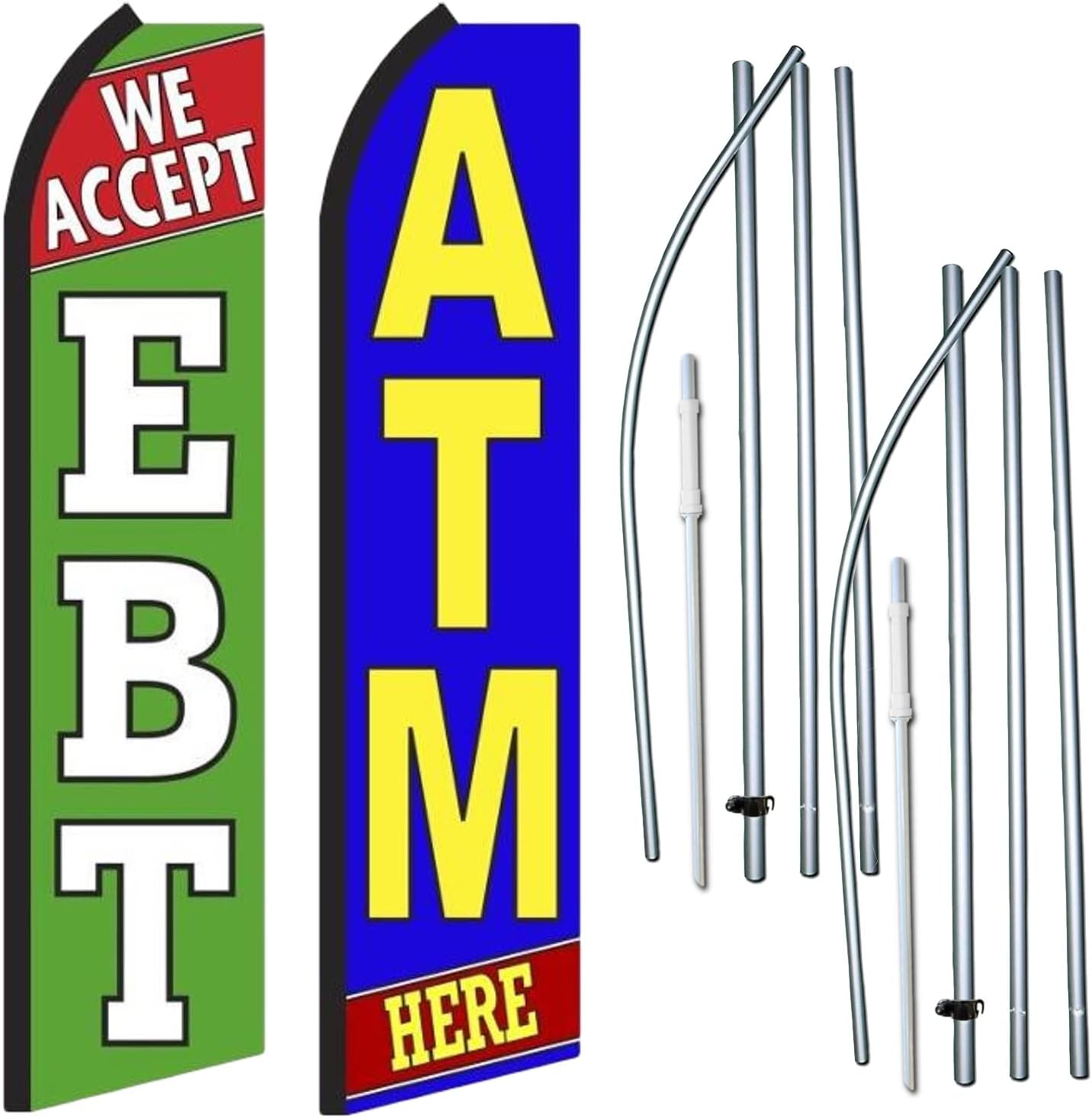 We Accept EBT/ATM Here 2 Pack of Swooper Flag Sets Includes 2