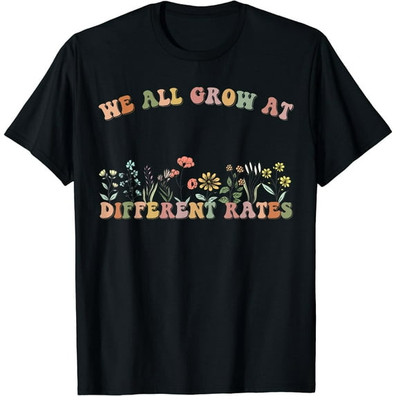 We All Grow At Different Rates SPED Teacher Retro Vintage T-Shirt