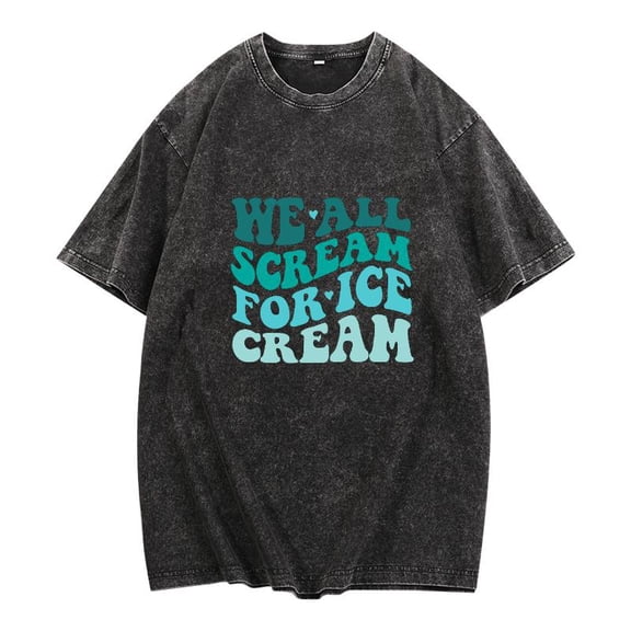 We All Scream T Shirt - Ice Cream Gradient Graphic Tee, Vintage Distressed Tops, Retro Washed Cotton Summer Shirt, Size S-XXL