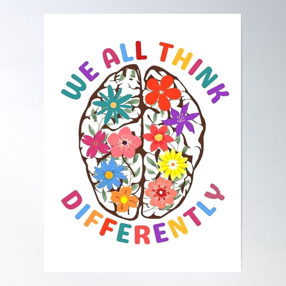 We All Think Differently Poster Wall Art, Modern Wall Decor For Living Room Bedroom, 8x12 UNFRAMED