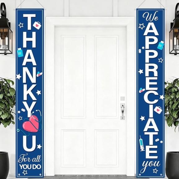We Appreciate You Porch Sign Banner Thank You for All You Do Door Banner Doctors Nurse Blue Appreciation Week Party Decorations Banner Supplies