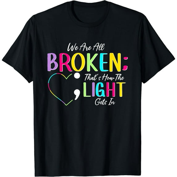 We Are All Colored Hearts Raise Awareness For Mental Health T-Shirt Black Large