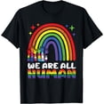 thumbnail image 1 of We Are All Human Gay Pride LGBT-Q Ally Rainbow Flag T-Shirt, 1 of 4