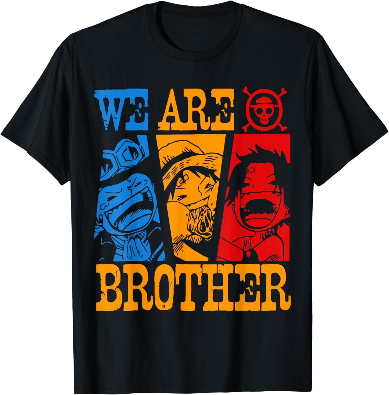 We Are Brother AceSaboLuffy Straw Hatted Graphic TShirt pattern