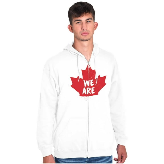 We Are Canada Slogan Maple Leaf Unisex Fleece Graphic Zip Up Hoodie Brisco Brands 4X