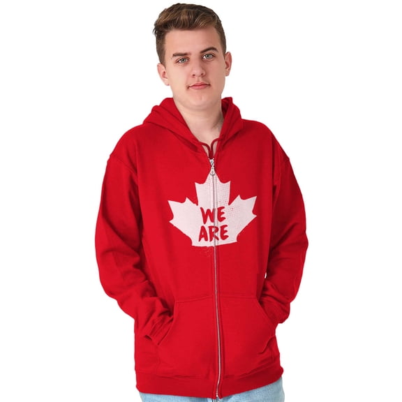 We Are Canada Slogan Maple Leaf Zip Up Hoodie Men's Women's Brisco Brands M