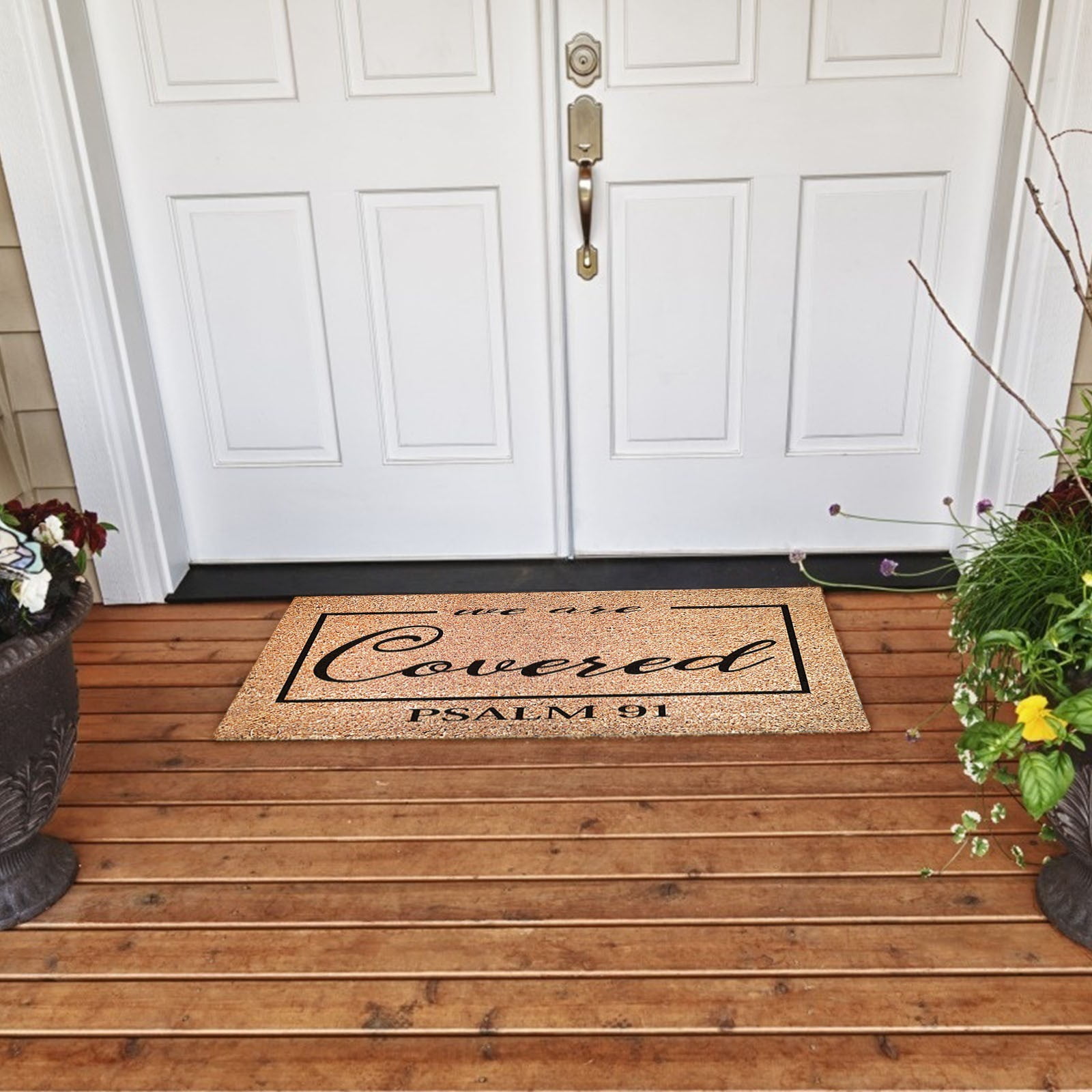 We Are Covered Psalm 91 Religious Door Mat Christian Carpet Front Door