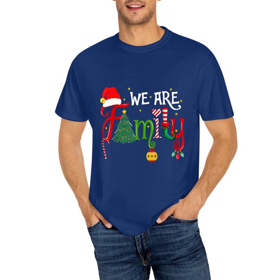 We Are Family Christmas Tree Santa Hat Xmas Elf Candy Cane T-Shirt OdeJous Dark Blue XX-Large
