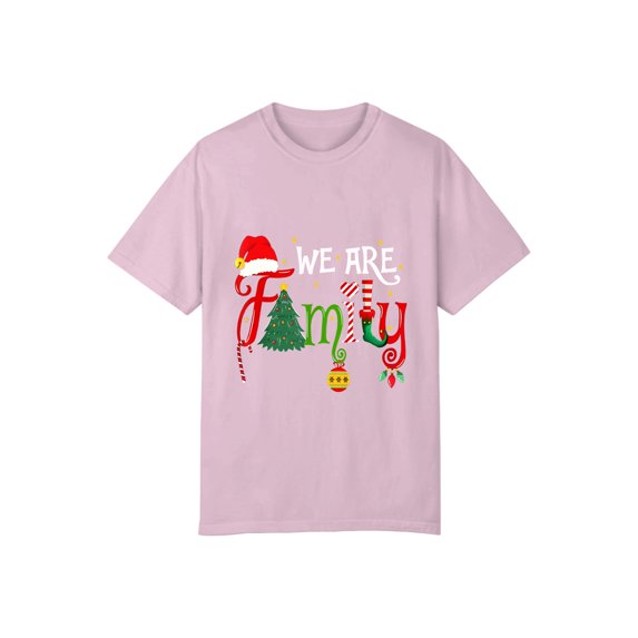 We Are Family Christmas Tree Santa Hat Xmas Elf Candy Cane T-Shirt OdeJous Pink Medium