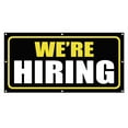 thumbnail image 1 of We Are Hiring 13 oz Heavy Duty Vinyl Banner Outdoor/Indoor Help Wanted Sign for Business, Storefront with Metal Grommets, Single-Sided (4x6 ft, Bk & Ye & Wh), 1 of 6