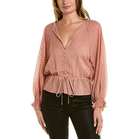 We Are Kindred womens Aurora Tie Neck Blouse, 8, Pink