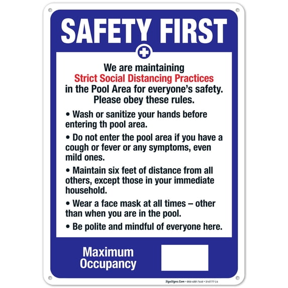 We Are Maintaining Strict Social Distancing Practices In The Pool Area Sign, Pool Sign,