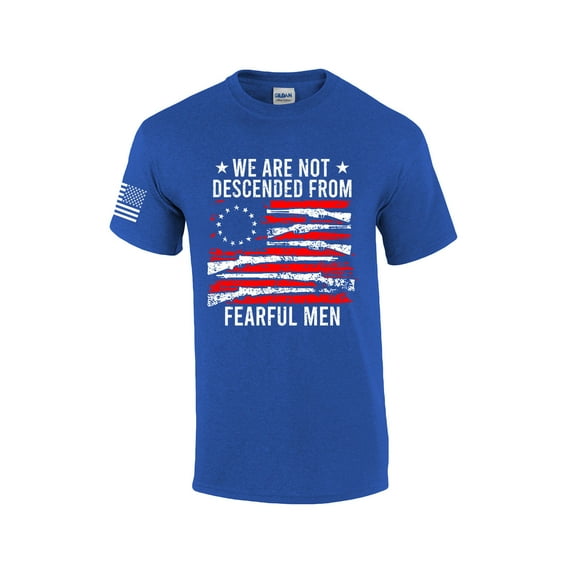 We Are Not Descended From Fearful Men American Flag Men's Short Sleeve T-shirt Graphic Tee Graphic Tee-Antique Royal-large