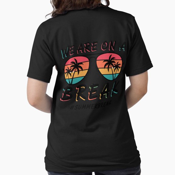 We Are On A Break Teacher Hello Summer Retro Script Vibe Unisex T-Shirt, up to size 5XL