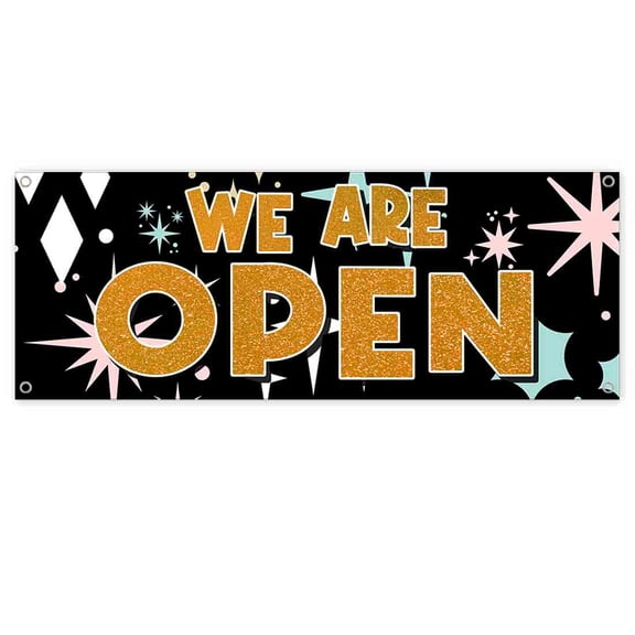 We Are Open 13 oz Banner | Non-Fabric | Heavy-Duty Vinyl Single-Sided With Metal Grommets