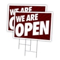 thumbnail image 1 of We Are Open 2 Pack Of 18" x 24" Yard Sign & Stake | Advertise Your Business | Stake Included Image On Both Sides | Made in The USA, 1 of 3
