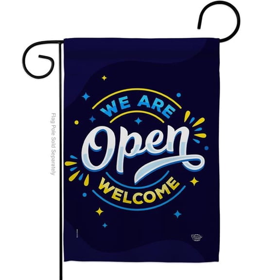 We Are Open Novelty Merchant 13 x 18.5 in. Double-Sided Decorative Vertical Garden Flags for House Decoration Banner Yard Gift