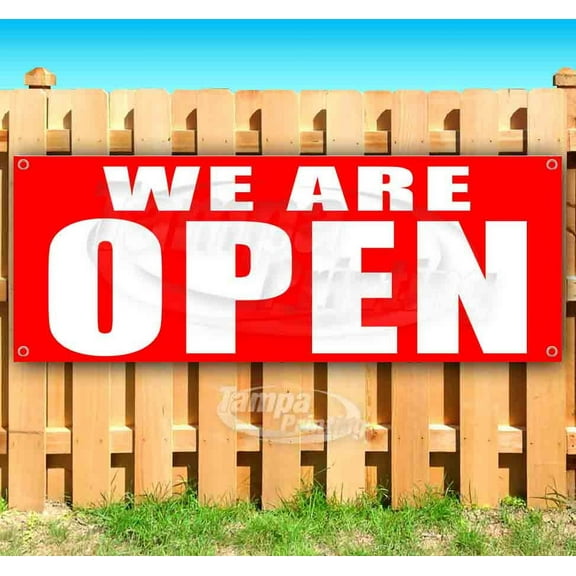 We Are Open Red 13 oz heavy duty vinyl banner sign with metal grommets, new, store, advertising, flag, (many sizes available)