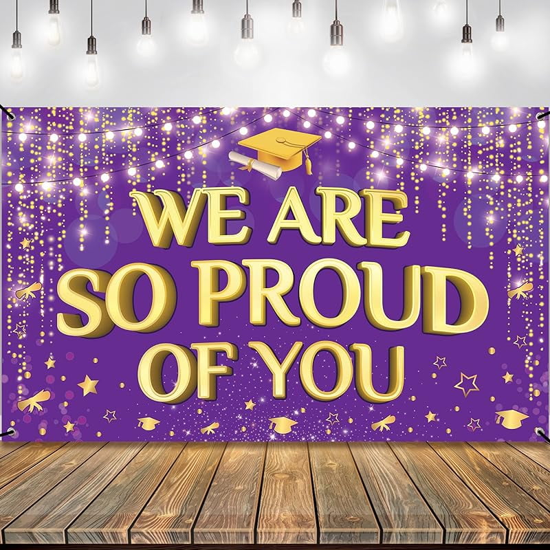 We Are So Proud Of You Banner Blue 72x44 Inch Graduation Backdrop 2024 Graduation Decorations 4905