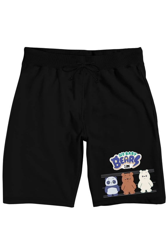 We Baby Bears Three Bears Men's Black Graphic Sleep Shorts-Medium
