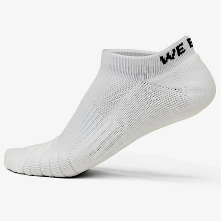 We Ball Sports Anti-Blister Mens Athletic Cushion No Show Socks for Football, Running, Baseball, Basketball (WHITE, XL)