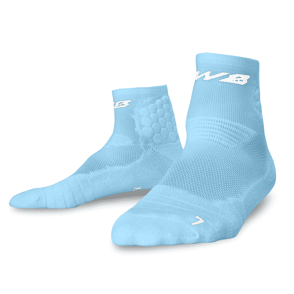 We Ball Sports Anti-Blister Mens Athletic Cushion Quarter Length Socks for Football, Running, Baseball, Basketball (Carolina Blue, L)