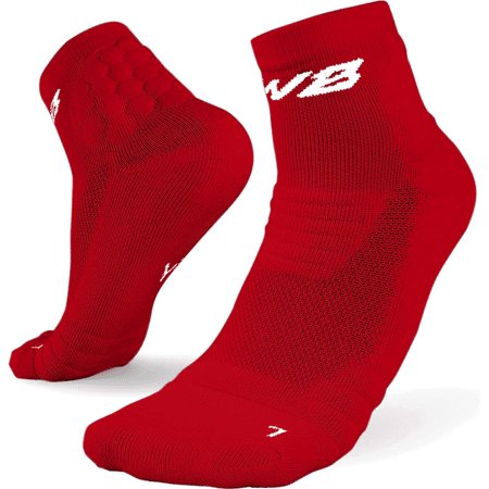 We Ball Sports Anti-Blister Mens Athletic Cushion Quarter Length Socks for Football, Running, Baseball, Basketball (Red, L)