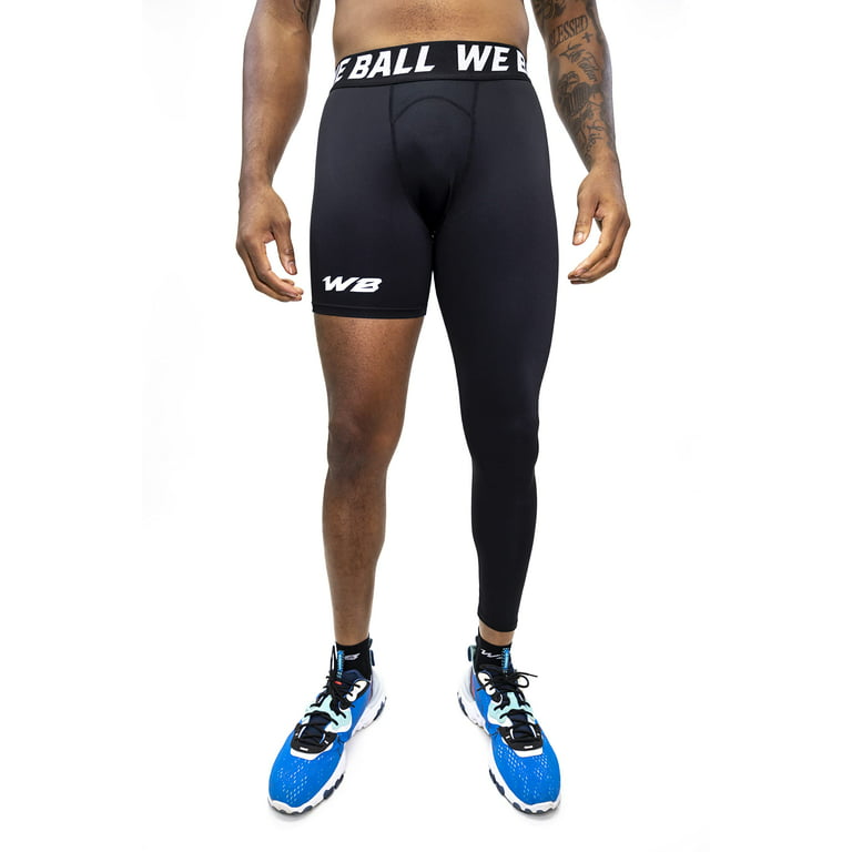 We Ball Sports Athletic Men's Single Leg Sports Tights  One Leg Compression  Base Layer Leggings for Men (Black, FULL M) 