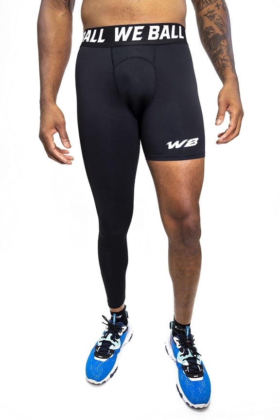 Athletic Men's Single Leg Sports Tights | One Leg Compression Base Layer Leggings for Men (Black, FULL S)