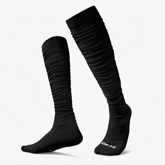 We Ball Sports Scrunch Football Socks, Extra Long Padded Sports Socks for Men & Boys (Black, Youth)
