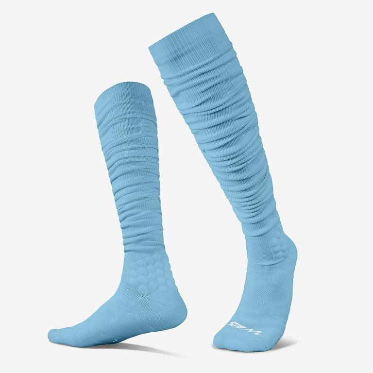 We Ball Sports Scrunch Football Socks, Extra Long Padded Sports Socks for  Men & Boys (Carolina Blue, L) 
