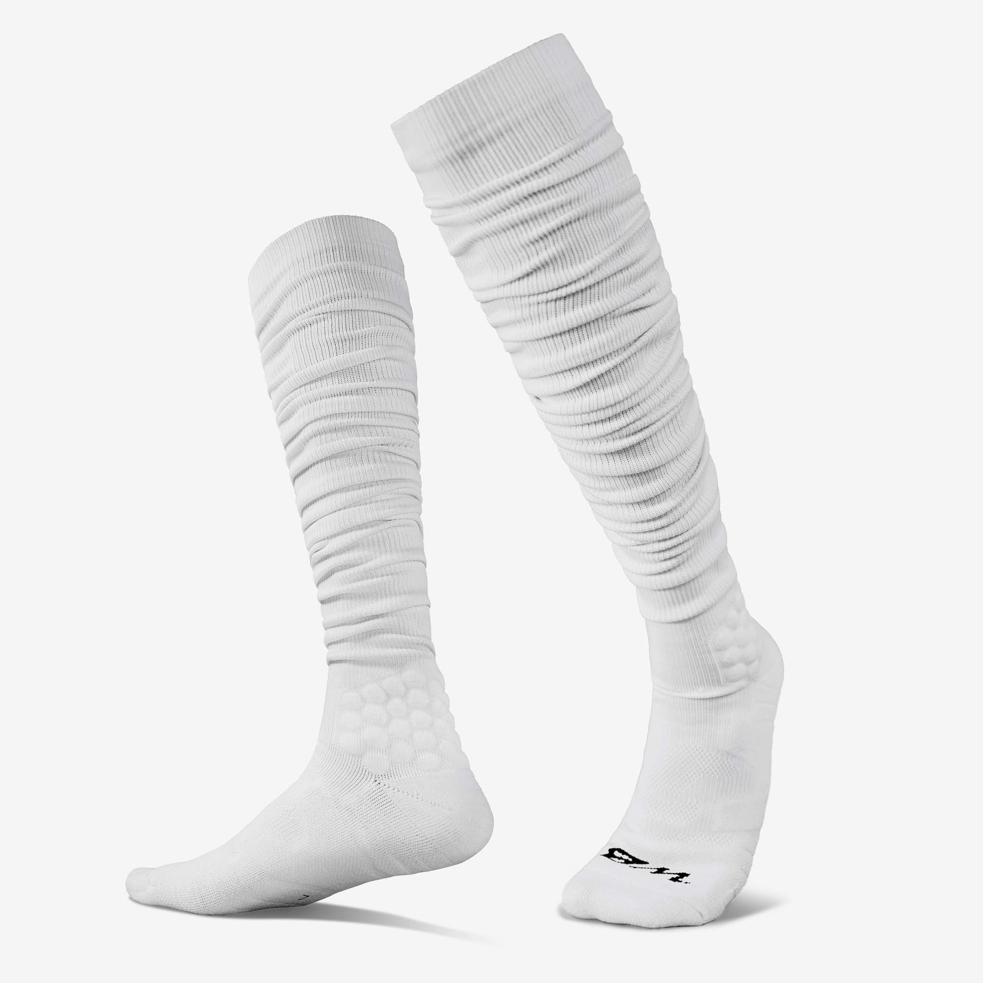 We Ball Sports Scrunch Football Socks, Extra Long Padded Sports Socks for  Men & Boys (White , YTH)