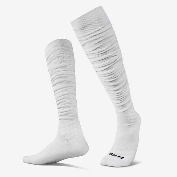 We Ball Sports Scrunch Football Socks, Extra Long Padded Sports Socks for Men & Boys (White , YTH)