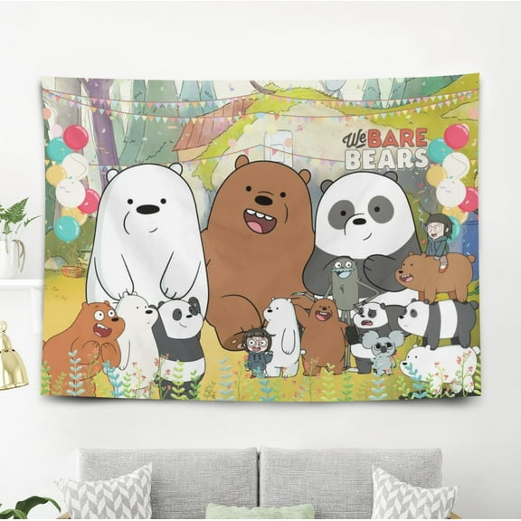 We Bare Bears Banner Tapestry Backdrop Party Supplies Wall Decor Birthday Gift