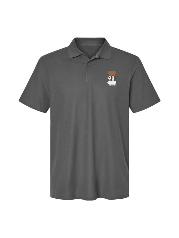 We Bare Bears Bear Stack Cotton Polo Shirt, Charcoal, Medium