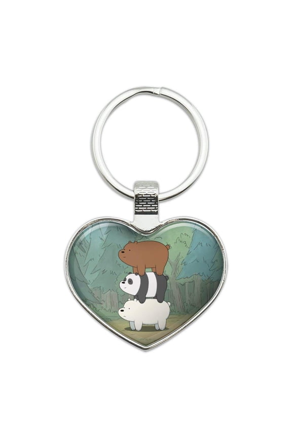 We Bare Bears Bear Stack Keychain Heart Love Metal Key Chain Ring