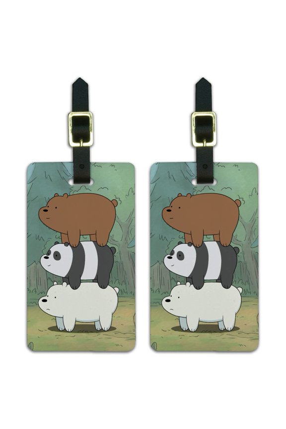 We Bare Bears Bear Stack Luggage ID Tags Suitcase Carry-On Cards - Set of 2