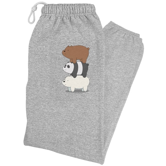 We Bare Bears Bear Stack Unisex Jogger Sweatpants for Men and Women, Athletic Heather, Large
