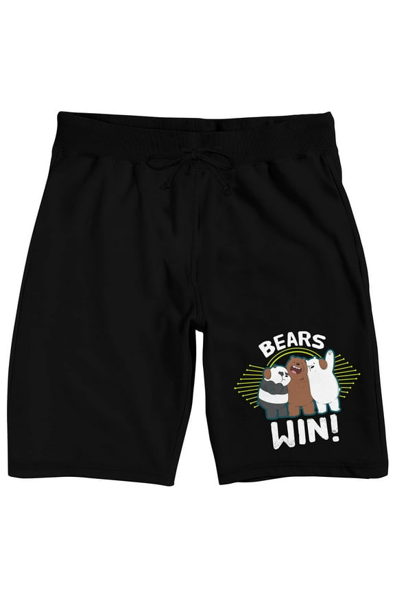 We Bare Bears Bears Win Men's Black Sleep Pajama Shorts-Medium