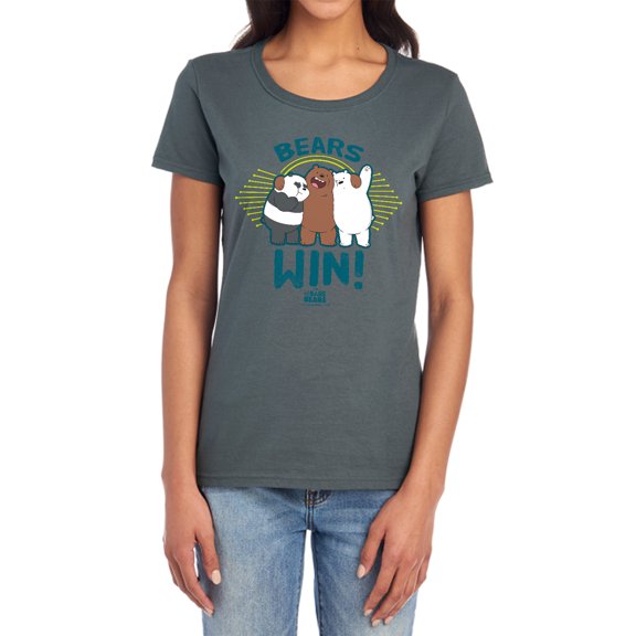 We Bare Bears Bears Win Women's T Shirt, Charcoal, Large