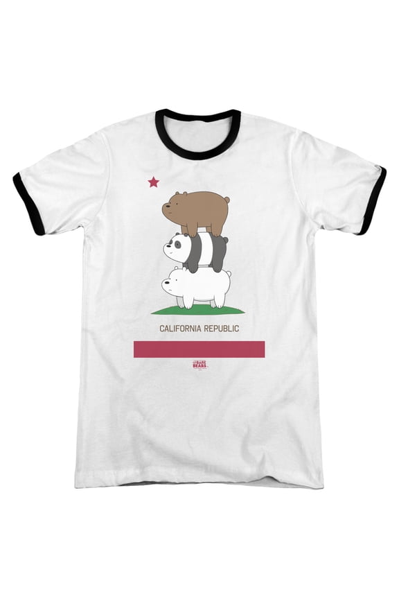 We Bare Bears Cali Stack Adult Ringer White/Black