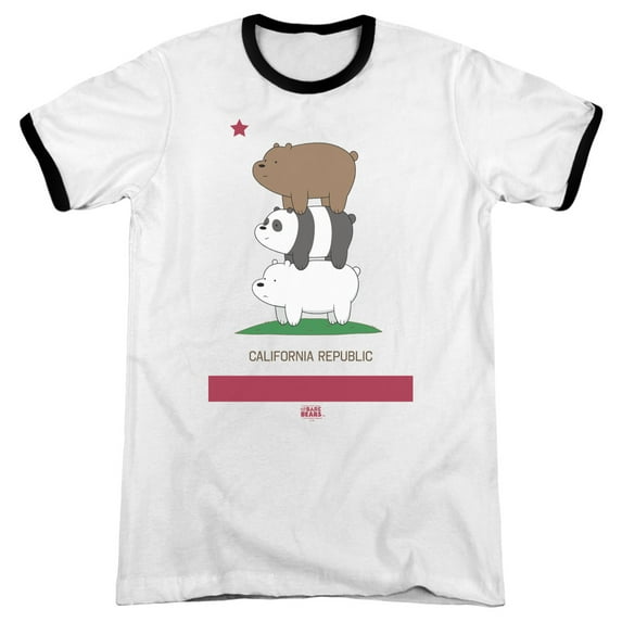 We Bare Bears Cali Stack Adult Ringer White/Black