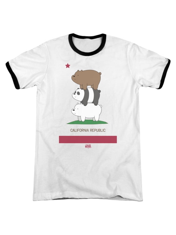 We Bare Bears Cali Stack Adult Ringer White/Black