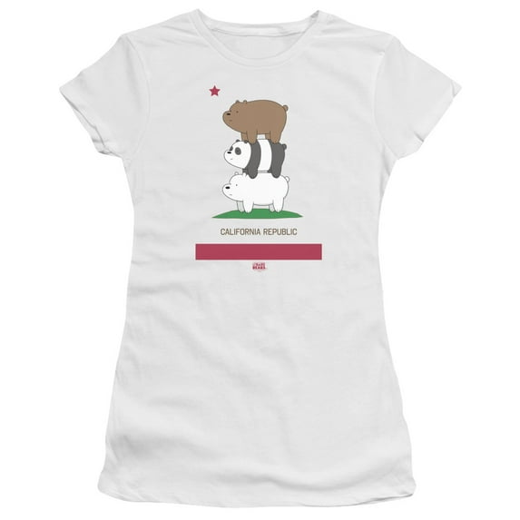 We Bare Bears Cali Stack S/S Junior Women's T-Shirt Sheer White