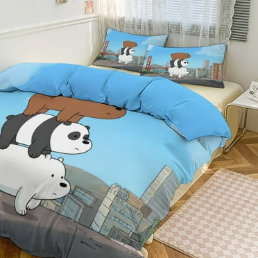We Bare Bears Cartoon 3-piece Set with Quilt Cover And 2 Pillowcases Soft Comfortable And Cute Bedding 90"x90"