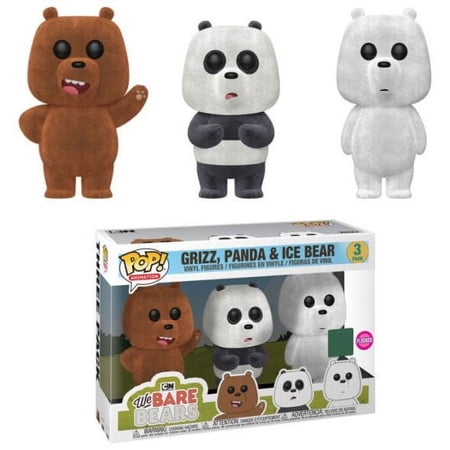 We Bare Bears Funko POP! Animation Grizz, Panda & Ice Bear Vinyl Figure [Flockled]