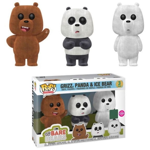 We Bare Bears Funko POP! Animation Grizz, Panda & Ice Bear Vinyl Figure [Flockled]