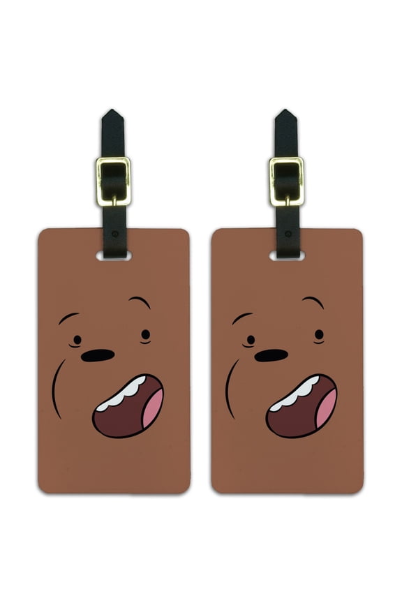 We Bare Bears Grizz Face Luggage ID Tags Suitcase Carry-On Cards - Set of 2