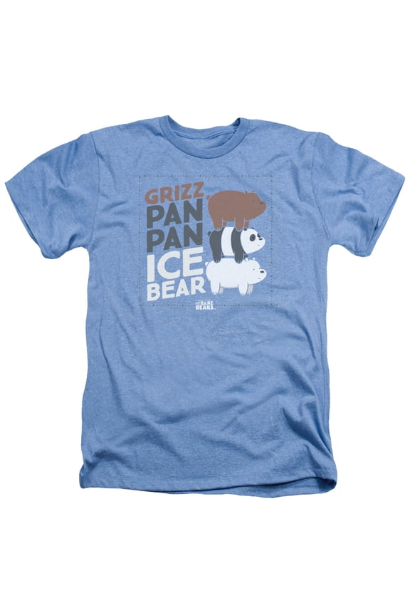 We Bare Bears - Grizz Pan Pan Ice Bear - Heather Short Sleeve Shirt - XX-Large